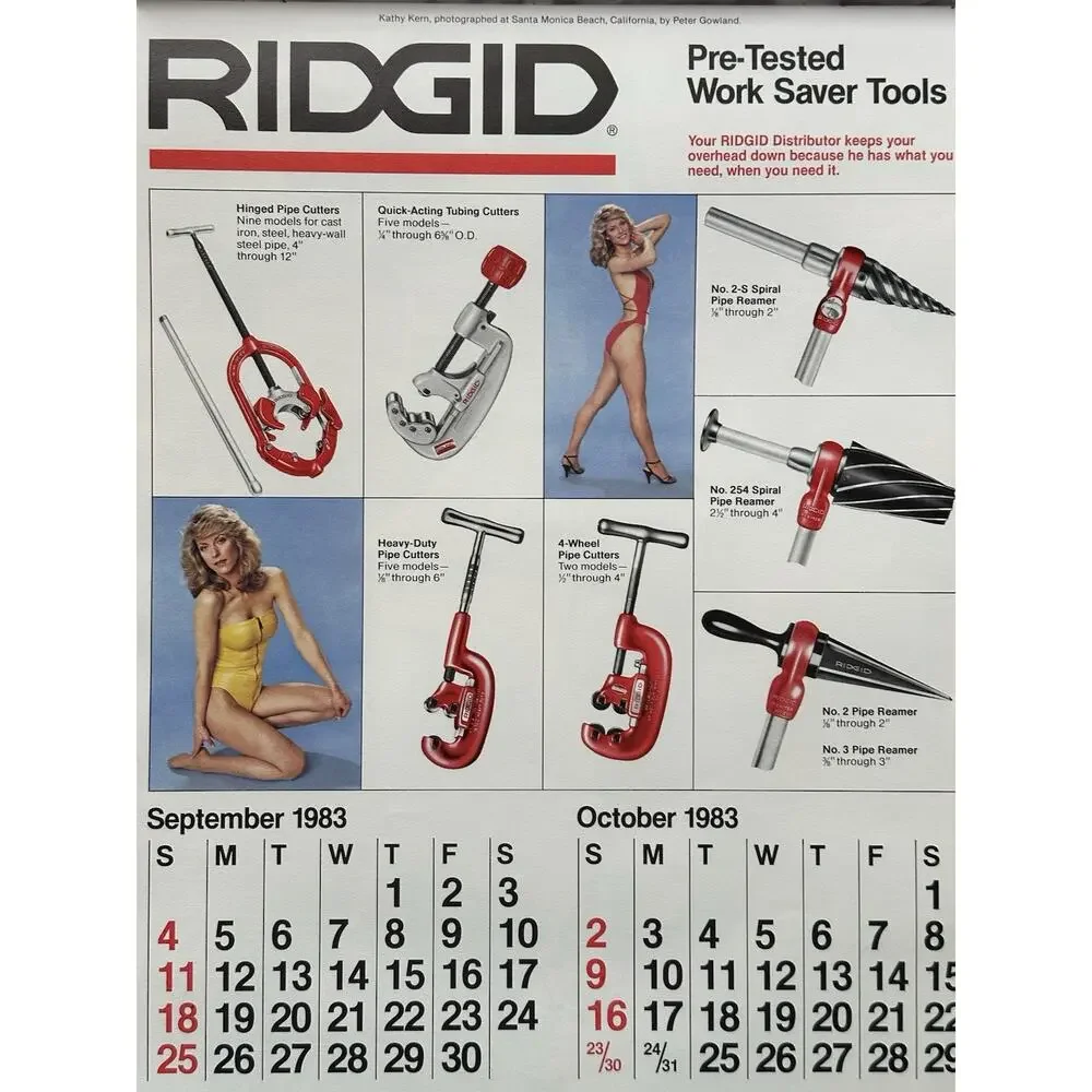 Vintage Rigid Tool 1983-1984 Pin Up Calendar Advertisement Promotion